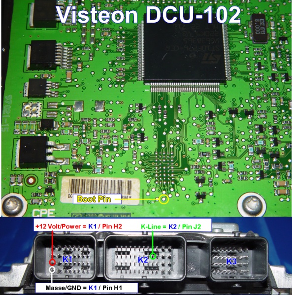 Visteon DCU 102 (Peugeot) pinout diagram 2